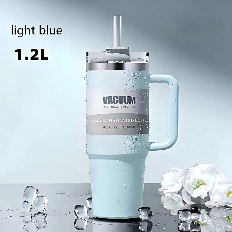 40oz Car Cup, 304 Stainless Steel Insulated Cup, Large Capacity, Portable With Handle, Ice-Resistant Cup, Essential For Outdoor, Home, And Office Use