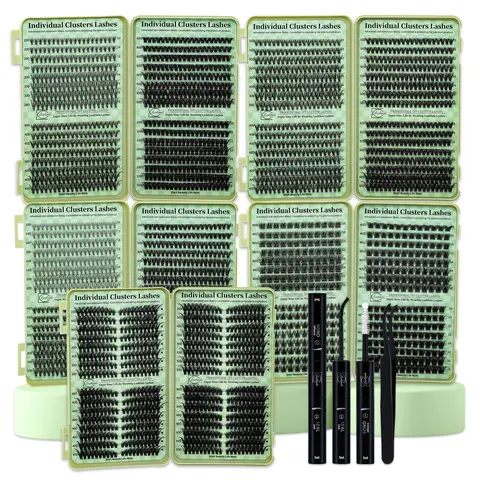 Individual False Eyelashes Kit, DIY False Eyelashes, Eyelash Extension, 1 Set Mixed Length & Styles Lash Clusters with Lash Glue & Tweezers, Eye Makeup Enhancement Tool for Women, Cosmetic, Curl Cluster Lashes