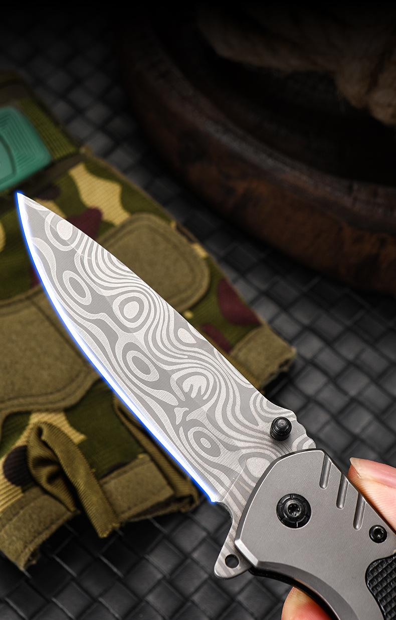 Damascus Tactical Survival Knife G10 Handle Camping Folding Knife Stainless Steel Outdoor Pocket Knife