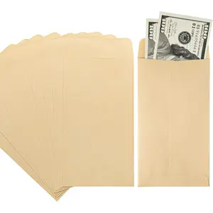100 PACK Brown Cash Envelopes 3 1/2 x 6 1/2 for Budgeting, Small Kraft Money Envelopes Self Adhesive for Cash, Coins, Check, Seeds, Money Savings Challenges