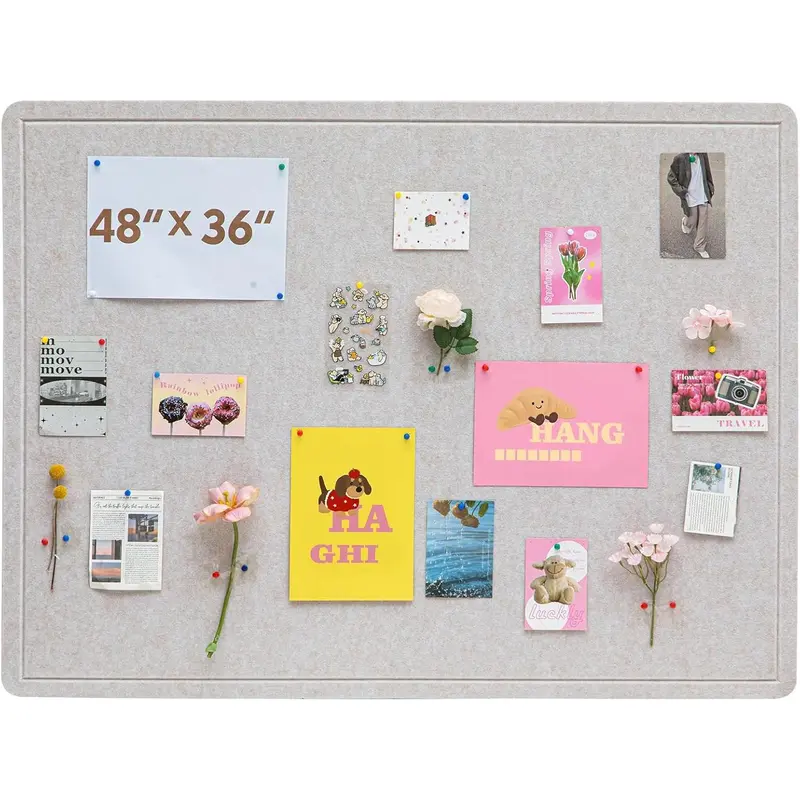 Bumusty Large Cork Board 36"x24" Alternative - 6 Pack Felt Wall Tiles With 40 Safe