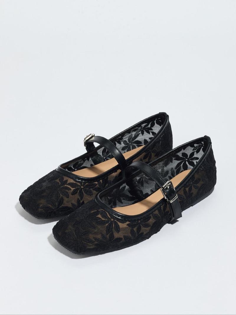 Women's Elegant Lace Pattern Ballet Flats, Ballerina Flats, Fashionable Pointed Toe Flat Shoes for Summer, Lightweight Breathable Comfortable Shoes for Daily Wear, Girl