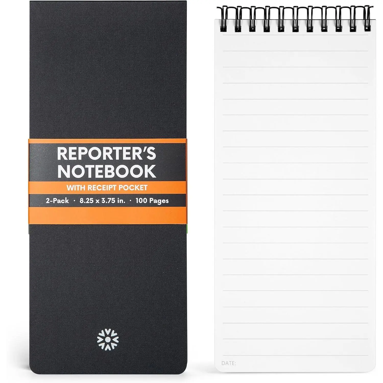 Reporter's Notebooks 2-Pack | Black Pocket Spiral Reporter Notepads for Journalist, , Detective, Field Note Taking