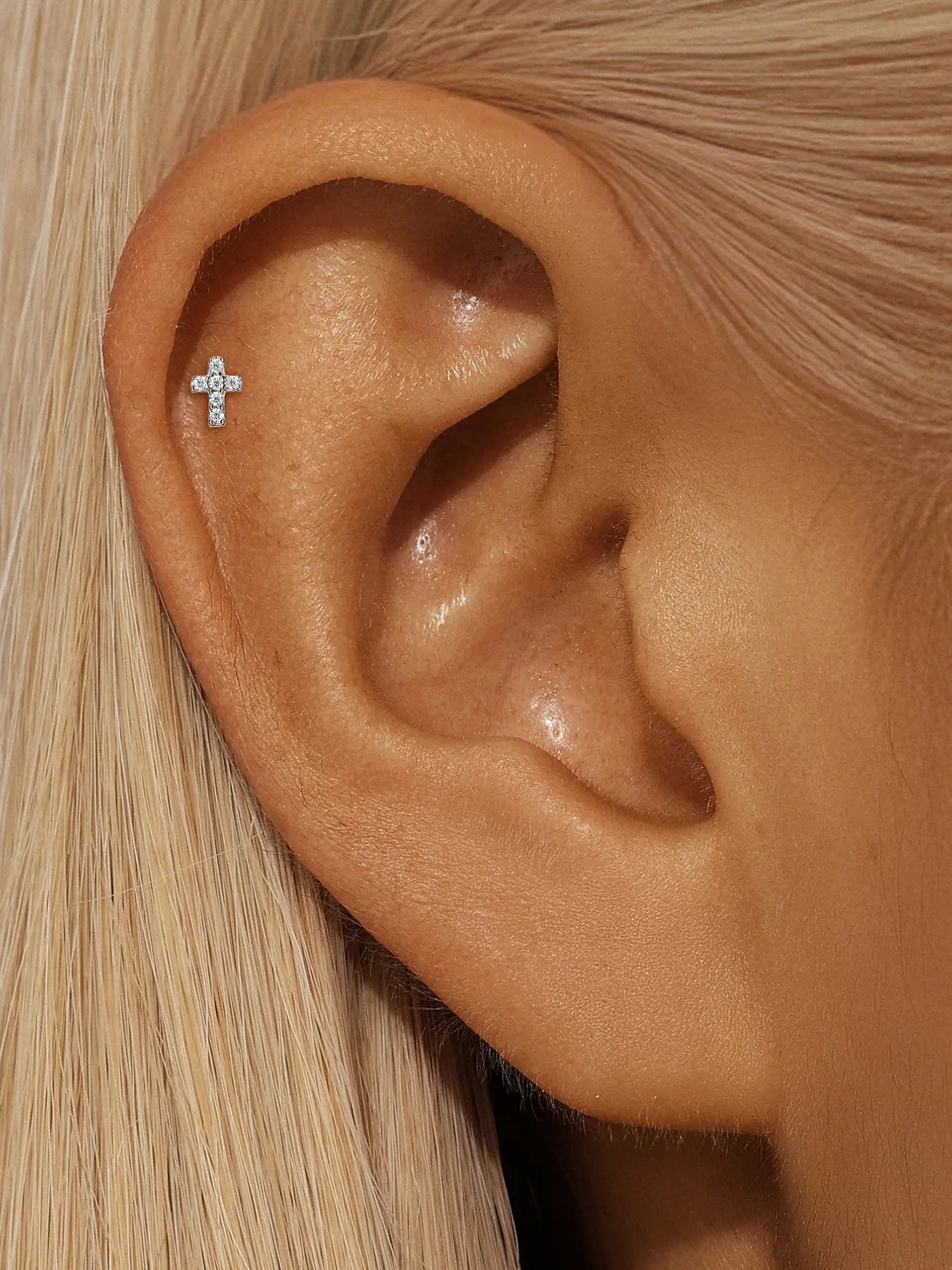S925 Silver Cross Earring with Moissanite Bohemian Style Hypoallergenic Daily Gift for Women, Fashionable and All-Season Jewelry