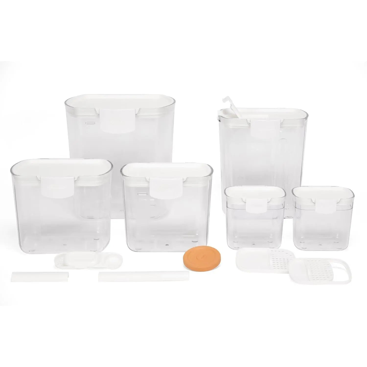 ProKeeper  Airtight Kitchen Storage Canister Container Set for Flour, Sugar & , Keeps Ingredients , with Accessories (White, 6- )