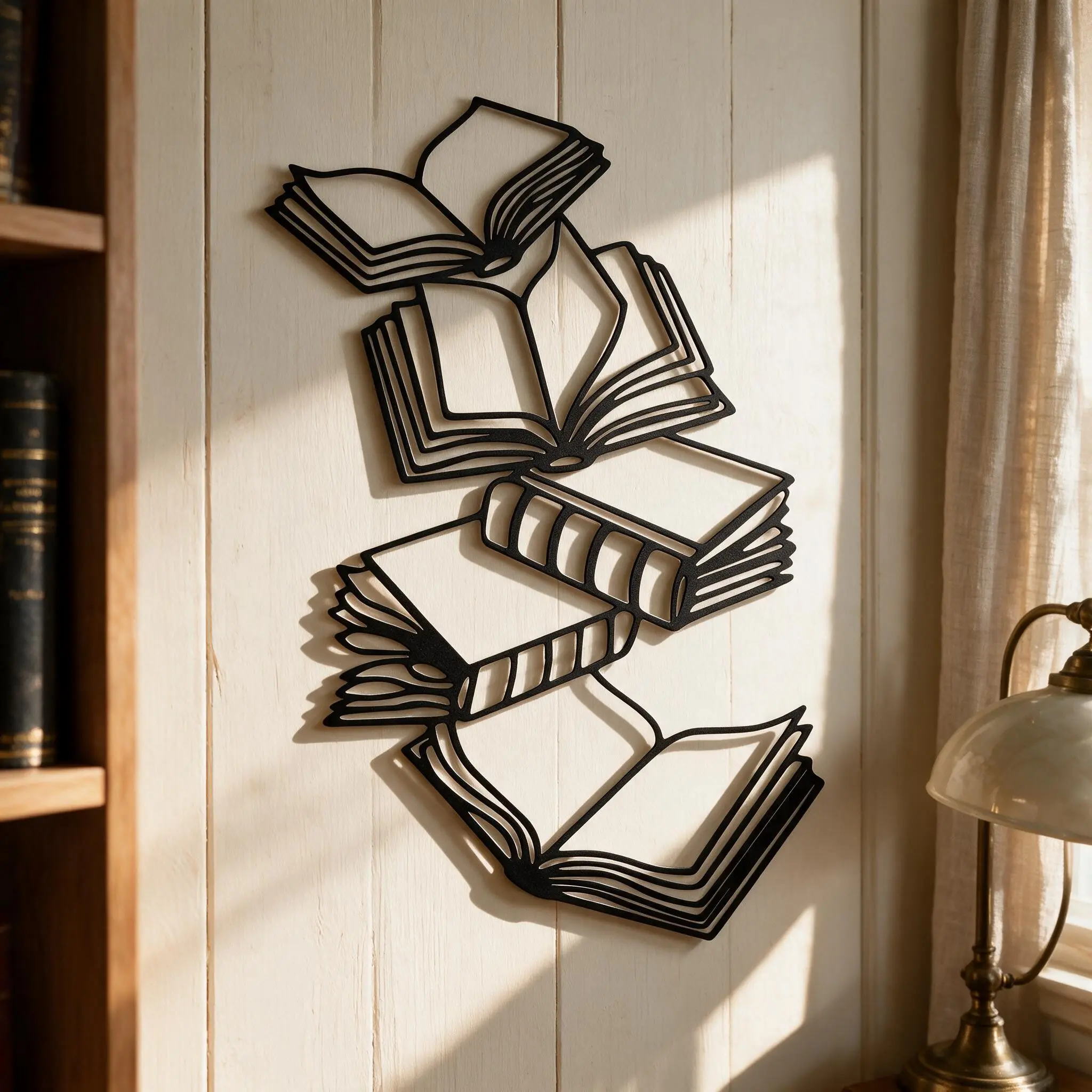 Book-Themed Metal Wall Art, Iron Incense Gift, Reading Enthusiast Decor, Perfect Room Decoration for Living Room, Bedroom, Office, Home Decor Products Artwork, Decoration Items