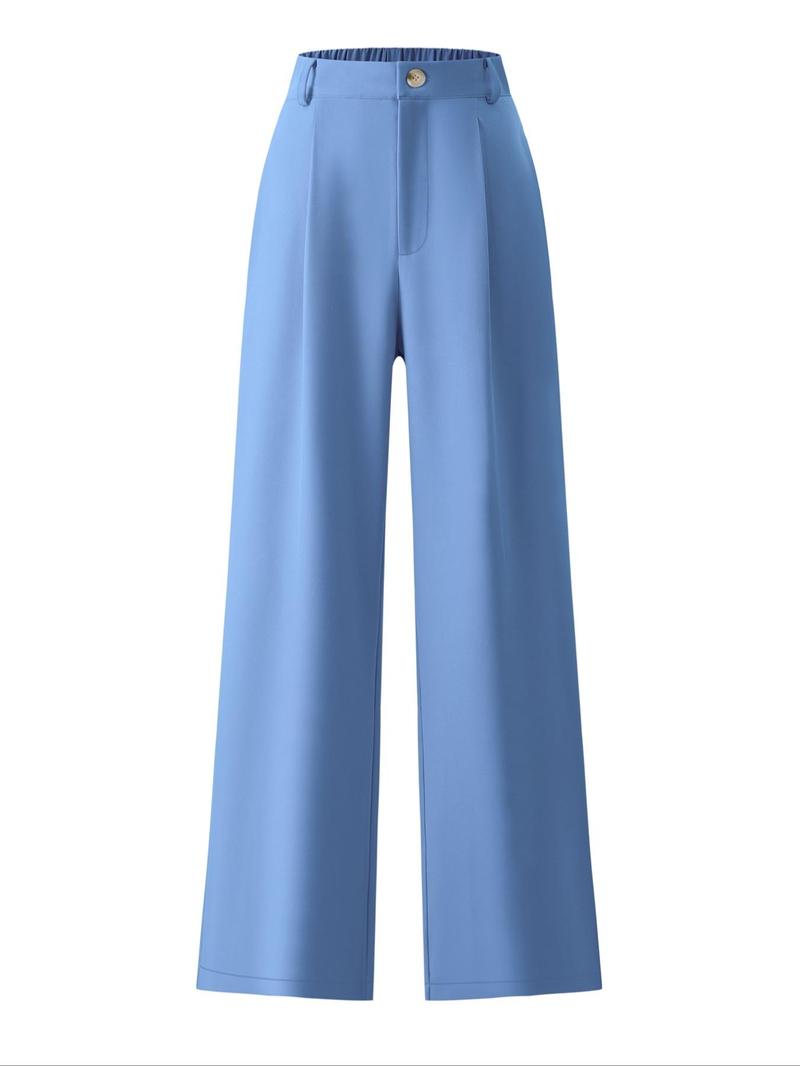 Women's Solid Color Button Fly Pants, Casual Comfy Trousers for Daily Wear, Ladies Bottoms for All Seasons, Baggy Pants, Casual Minimalist Trousers