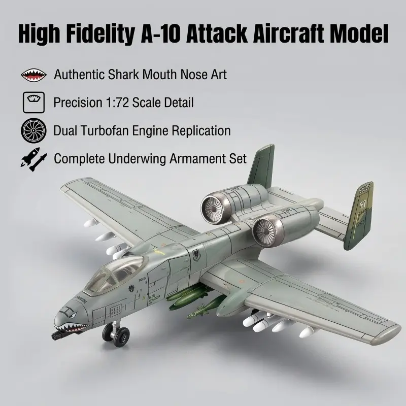 1:72 Scale A-10 Plane Model, Military, with Base, Collectible, Durable Plastic, Adult Collection, Desk Decor, Gift for Aviation Enthusiasts, Model Aircraft