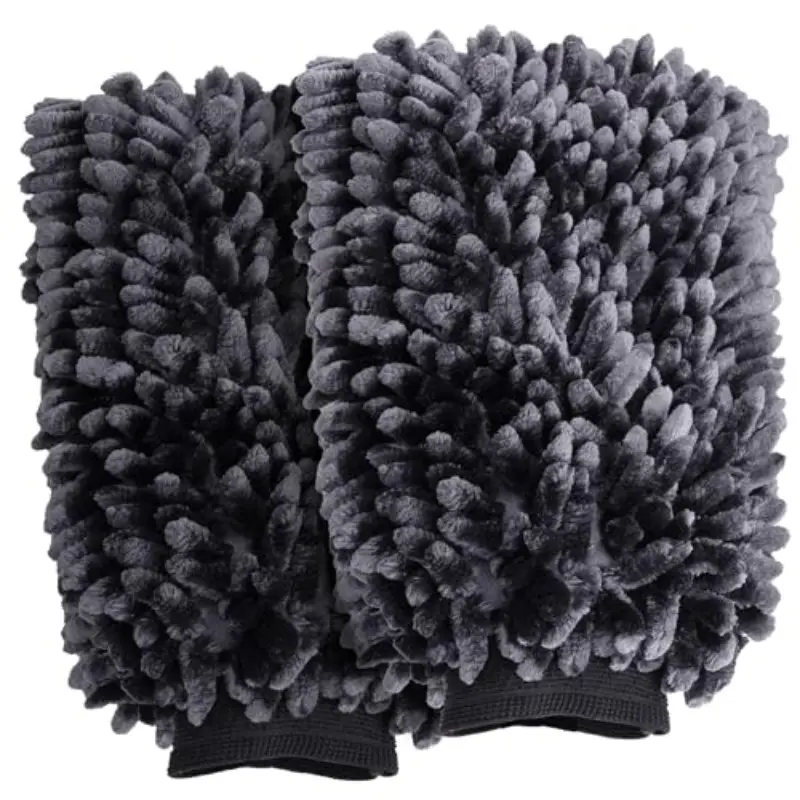2 Pcs Car Cleaning Gloves, Microfiber for Auto Clean, High-Quality Chenille, 19cm X 26cm Dual-Sided Coral Sponge, Household Cleaning Gloves, Auto Detailing Supplies