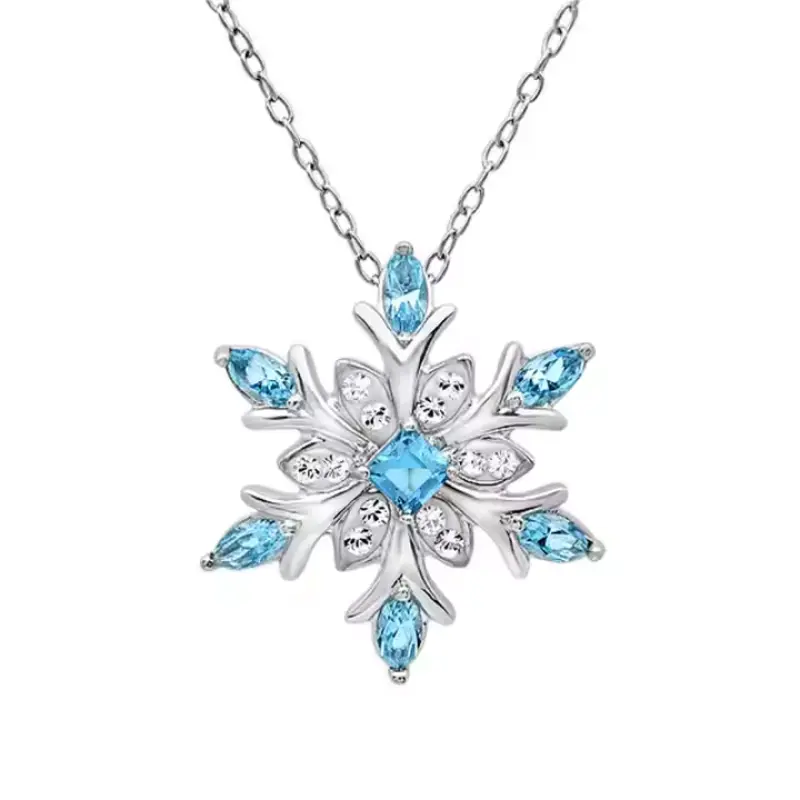 Snowflake Pendant-Necklace made with Austrian Crystals in  Silver on an 18in.  Silver Chain