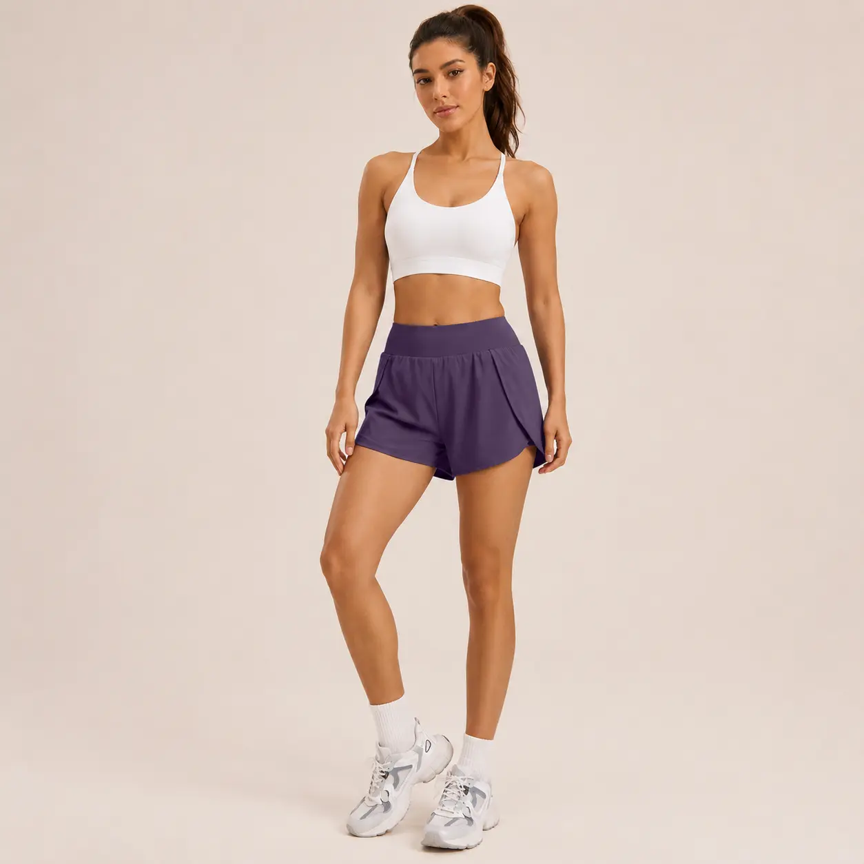 Women’s 2-in-1 Athletic Shorts, High-Waisted Layered Workout Shorts, Soft Breathable Running Shorts for Yoga, Gym & Everyday Activewear
