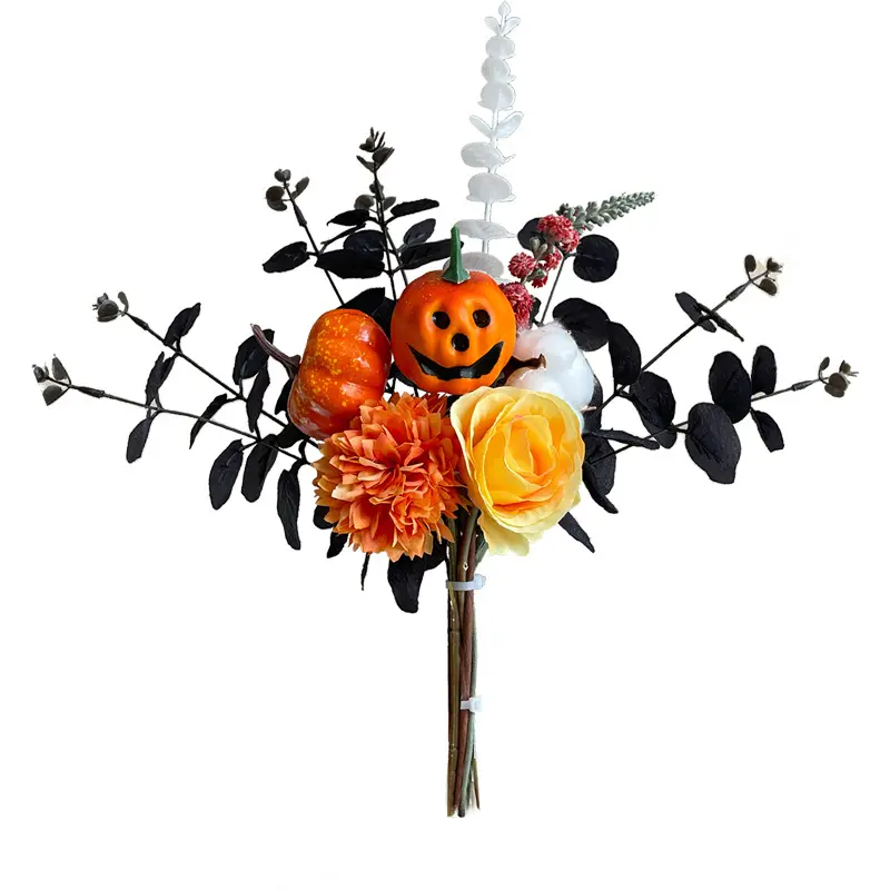 Spooky Dark Aesthetic Fake Flower Arrangement Black Wine Red Peony Rose Eucalyptus Leaves Mini Pumpkin Ornament Halloween Indoor Table Decor Halloween Gift For Gothic Lovers Autumn Pumpkin Adventure Bouquet Decorative