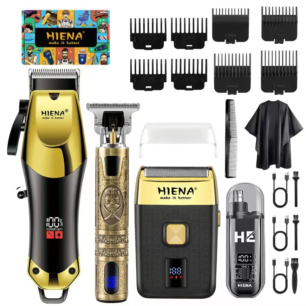 4-piece set of hair clippers and razors, men's wireless beard trimming and beauty kit, nose hair trimmer, Multifunctional Hair Clipper, professional electric shaver hair clipper kit, men's gift, Rechargeable Beard Trimmer