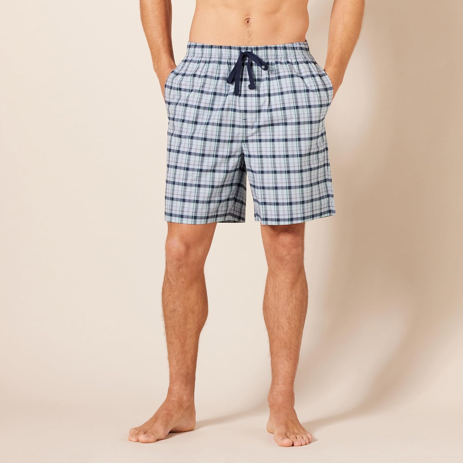 Men's Breathable Cotton Stretch Poplin Pajama Shorts with Drawstring