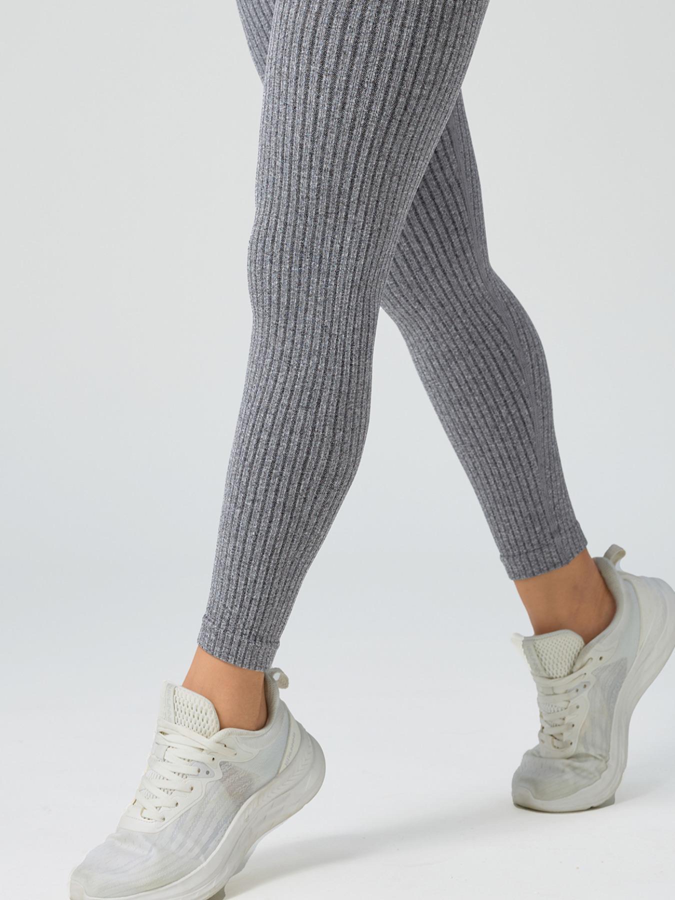 Women's Solid High-Waisted Sports Leggings, Athletic Stretchable Sporty Comfy Breathable Skinny Pants for Yoga Gym Workout, Ladies Sportswear for Indoor and Outdoor Wear