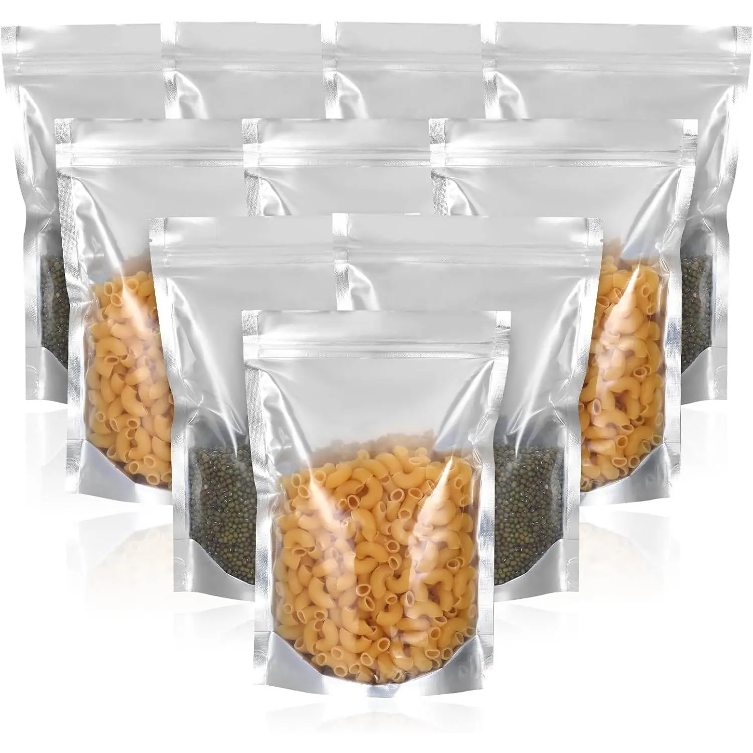 100 Pack 7 x 10 Inch Stand Up Pouch Bags with Resealable Lock Seal Zipper Clear Front Aluminium Foil  Mylar Bags   Storage Bags for Multipurpose