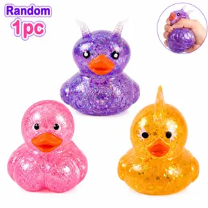 Duck Squishy Stress Relief Toys - 1 PC random Colorful Glitter Fidget Toys, Cute Soft Squeeze Toys, Moldable Sensory Toy for Adults, Teens, and Party Favors—Anxiety Relief Squishy Toys