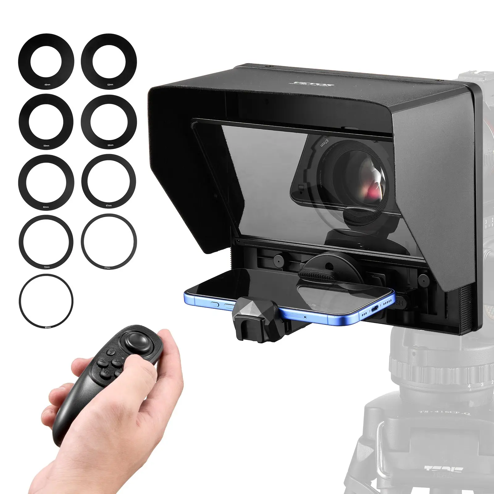 【Summerfinds】VEVOR Teleprompter, 10" Aluminum Alloy, Desktop Prompter with Adjustable Spectroscope, Remote Control, for YouTube, Twitch, Zoom, Supports DSLR/Webcam/Smartphone, for Video Recording/Live Streaming