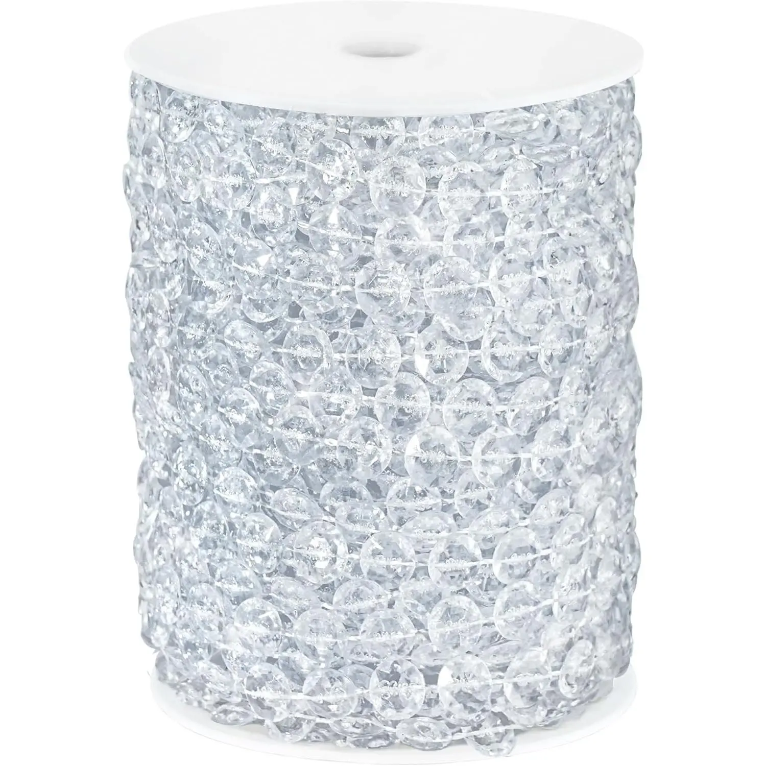 99FT Acrylic Crystal Garland, Clear Diamond-Shaped Crystal Bead Strands, DIY Crystal Beads String Roll for Christmas Tree Wedding Decorations Party Decorations Beaded Curtain Crafting Projects