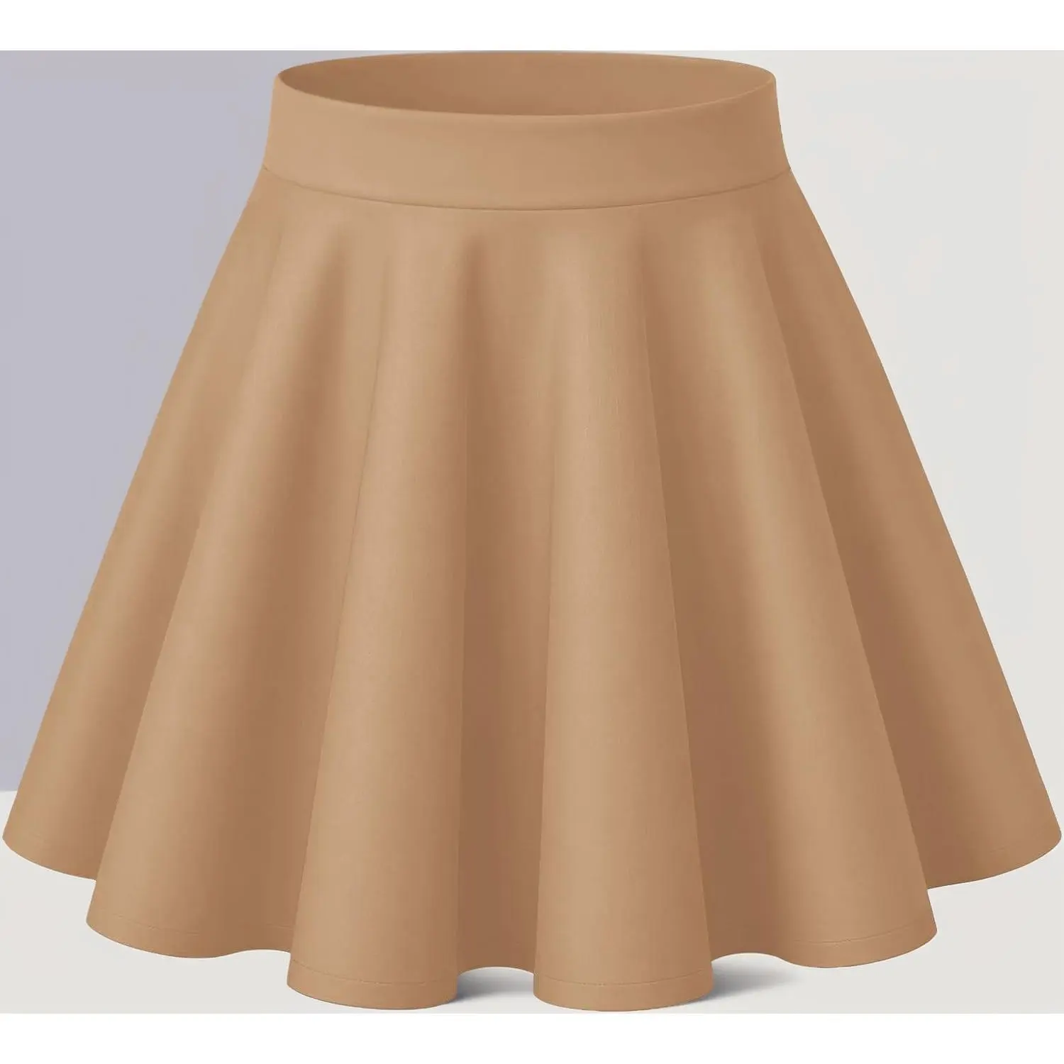 HOTOUCH Women's Skirt Casual Mini Skater Skirt Stretchy High Waist Flared Pleated A Line Basic Versatile Skirt