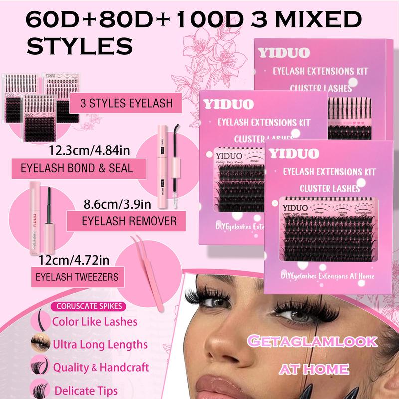 Individual False Eyelashes Kit, 60D/80D/100D Mixed Length Eyelash Extensions Kit, Self Grafting Curl Eyelashes, Eye Makeup Enhancement False Eyelashes, Cosmetic, Eyelash Set #TOP PICKS