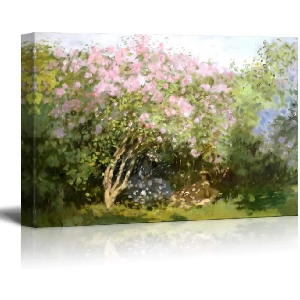 - Lilacs In The Sun By Claude Monet Canvas Print Wall Art Famous Oil Painting Reproduction - 16" X 24"