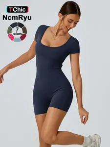 2024 Summer New Women's Slim Hip Lifting Workout Fitness Jumpsuit Sexy Backless Short Sleeveless  Bodysuit Sportswear Jumpsuits