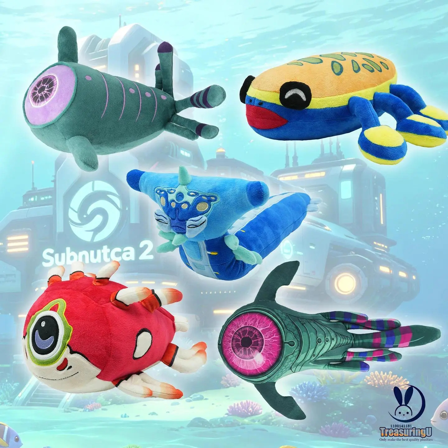 TreasuringU Subnautica 2 Cute Game Creatures Plush Toys - Oculus Crashfish, Hoverfish Stuffed Dolls for Subnautica Fans, Soft Birthday Gifts