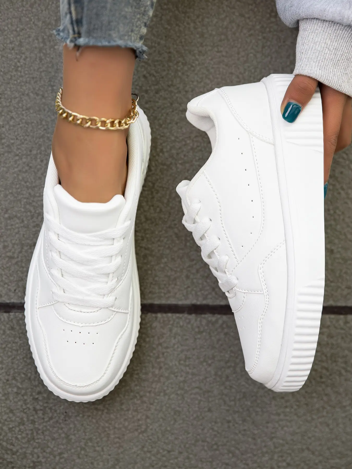 New Women's Sneakers, Trendy Versatile Low Top Casual Shoes, Lightweight Soft Sole, PU Leather, Eva Sole, All Seasons