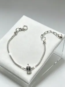 1pc vintage crown pendant bracelet, charming cross crown beaded bracelet, heart-shaped pendant bracelet, chain-design bracelet, suitable for parties, music festivals, dating, everyday wear, and as a couple's bracelet