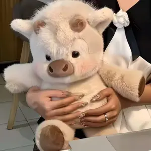 17 Inch Running Cow Plush Toy, Highland Bull Stuffed Animal Farm Doll, Soft and Cute, Perfect Birthday Gift for Adults and Kids