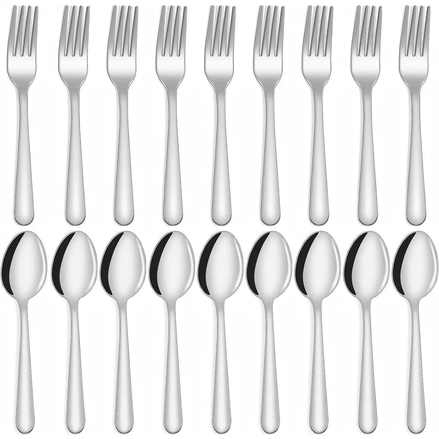 24-Piece Food Grade Stainless Steel Silverware Set - 12 Forks, 12 Spoons, Mirror Polished, Dishwasher Safe for Home, Restaurant Kitchen Utensils