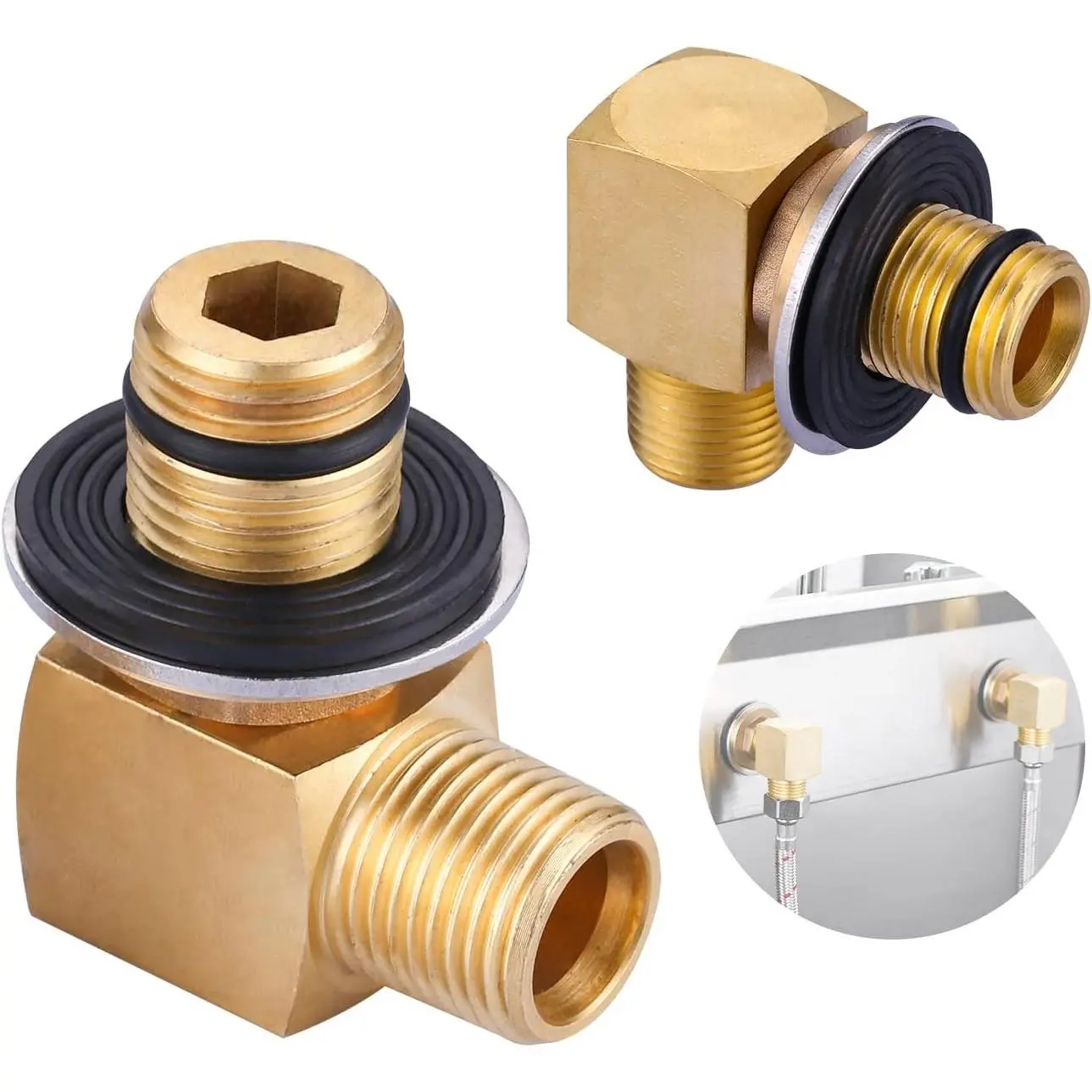 2PCS Commercial Faucet Installation Kit - Wall-Mount Back Splash Set, 1/2" NPT Connector Adapter for Stainless Steel Prep & Utility Sinks