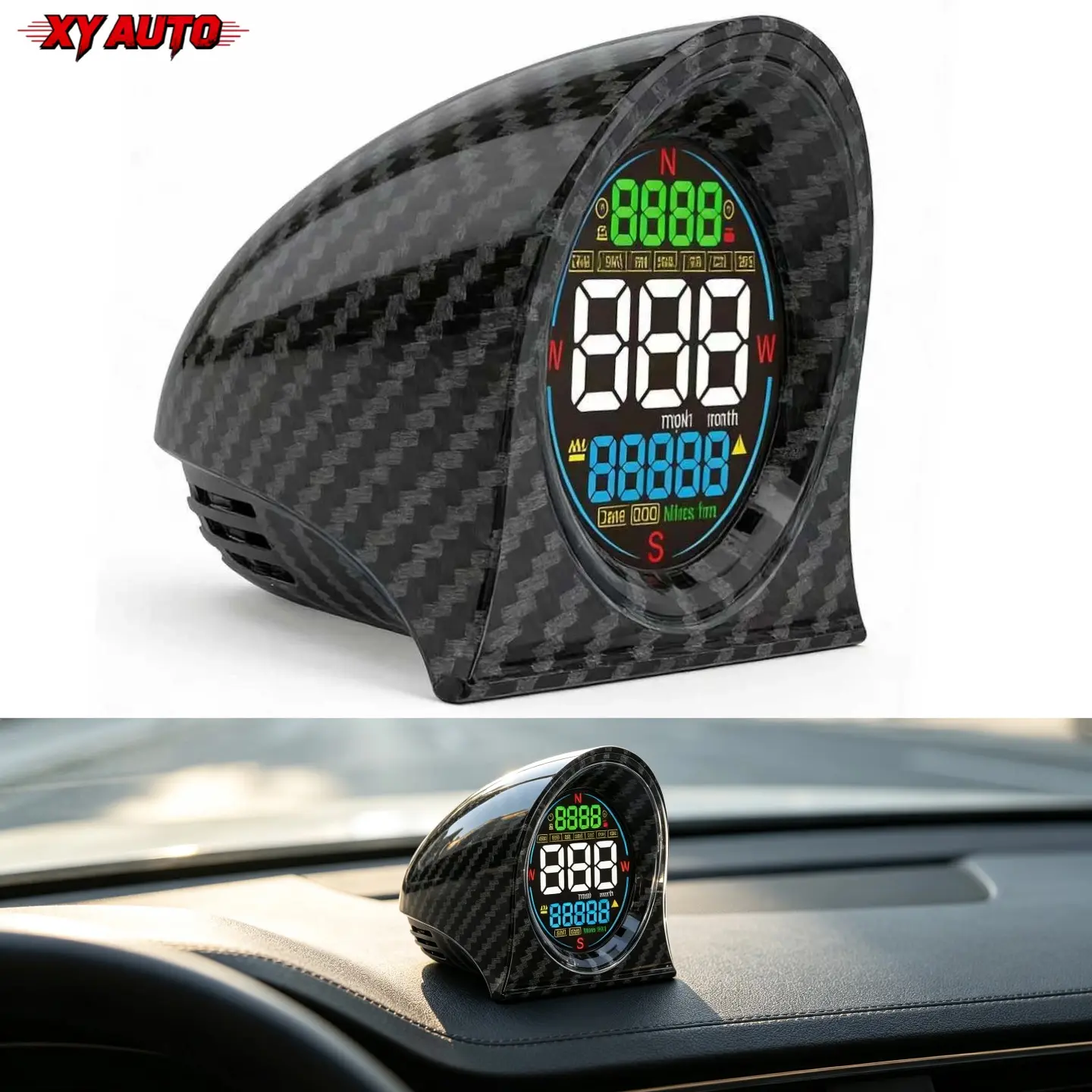 Universal Digital GPS Speedometer Heads Up Display for Cars, GPS+BDS Dual Satellite Car HUD with Overspeed Alarm, Fatigue Driving Reminder, MPH KM/H Unit Switch, Fit All Vehicles
