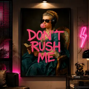 Funny Graffiti Art Print – 'Don't Rush Me' Trendy Girly Maximalist Wall Decor, Canvas Wall Art, Aesthetic Room Decor, Bedroom Dorm Decor, Modern Home Decor, Funky Poster Print, Gift for Her, Colorful Wall Art