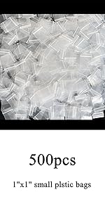 500pcs 1" x 2" Small Plastic Bags, 2 Mil Thick, Clear Small Zip Baggies, Resealable Zipper Bags, Storage Poly Baggies for Daily Vitamins, Candy Pills, Beads, Jewelry Parts, Tiny Items