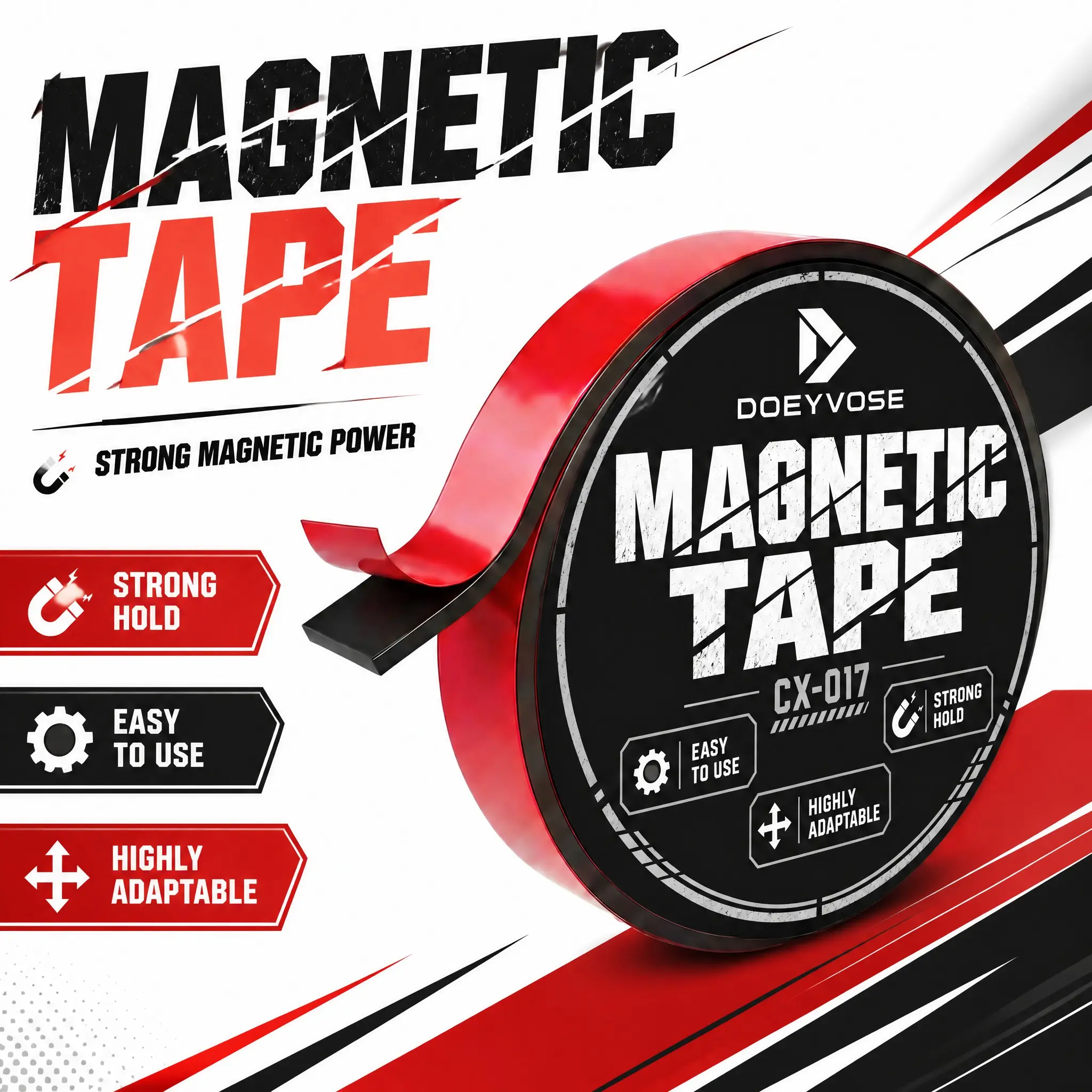 Strong Magnetic Tape, Easy to Cut, Adhesive for Refrigerator, Whiteboard, High Viscosity Rubber Strip, Durable Magnetic Sticker