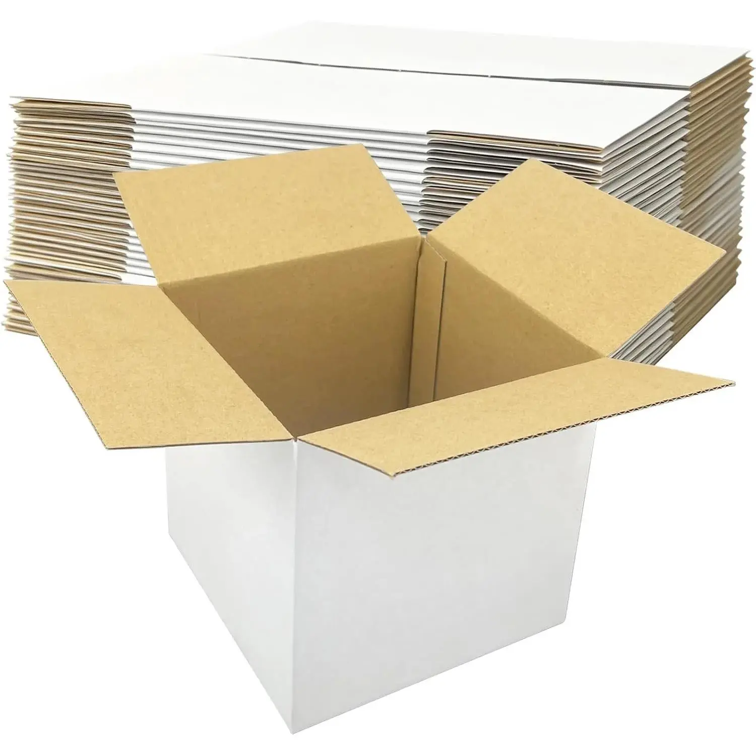 40 Pack 6x6x6 Plain Fold-Flat White Corrugated Cardboard Package Delivery Boxes for Small Biz Packaging, Mailing, Storage – Office Postal Supplies for Envelopes & Shipping Needs