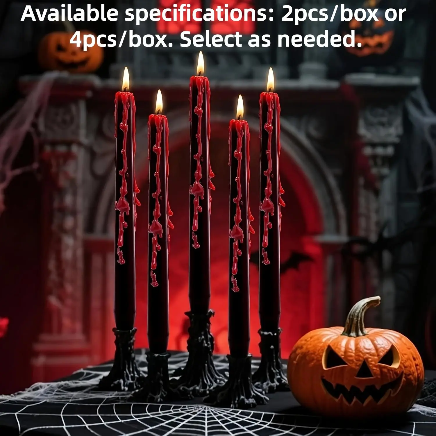 2pcs/4pcs Taper Dripping Blood Candle Set, Scentless Vampire Tears Candles, Gothic Home Decor, Halloween Horror Ornaments
