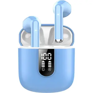 Wireless Earbuds, 36H LED Display Ear Buds, Bluetooth 5.4 Headphones HiFi Stereo, Bluetooth Earbuds with ENC Noise Cancelling Mic, IPX7 in Ear Earphones for Phone Tablet Laptop Sports, Hellblau