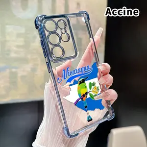 Phone Case Compatible with Samsung Galaxy S26 S23 Ultra S24 Plus S25 S22+ Edge Nicaragua Bird Pattern Clear Protective Four Corners Air Cushion Anti-drop Premium Plated Cover