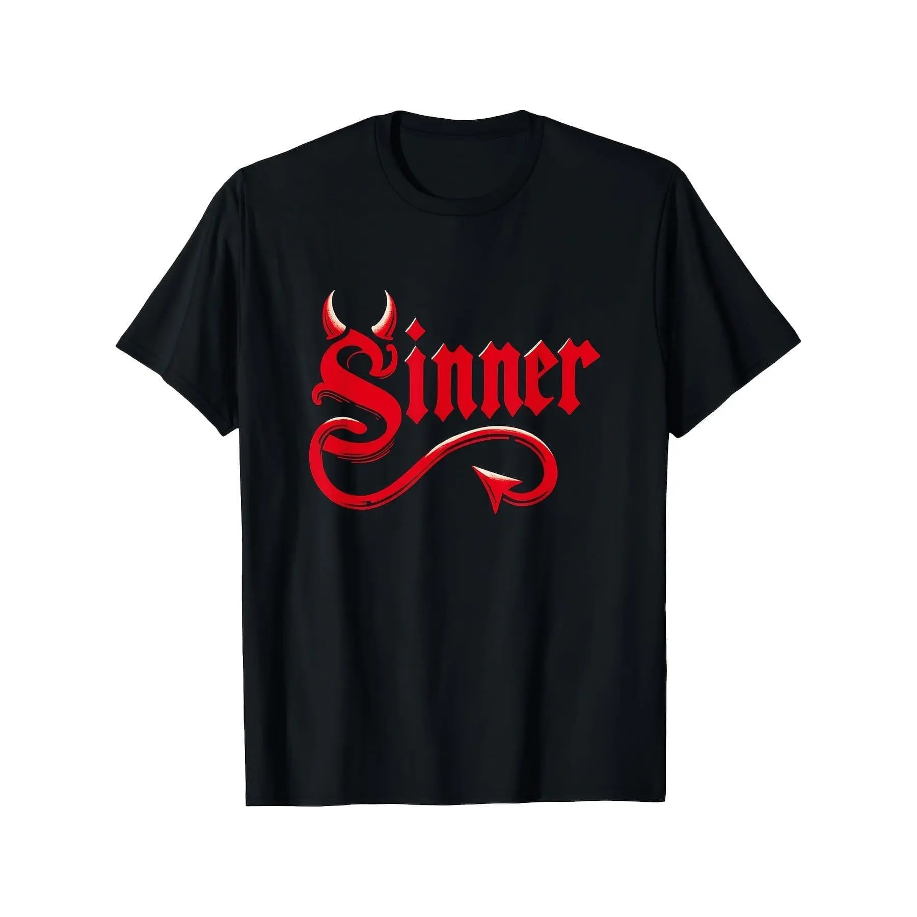Gothic Red Devil Sinner Graphic T-Shirt - Short Sl unisex soft cotton short sleeve t shirt, vintage graphic casual tee for men women teens, perfect birthday holiday gift for camping travel gym daily street  wear