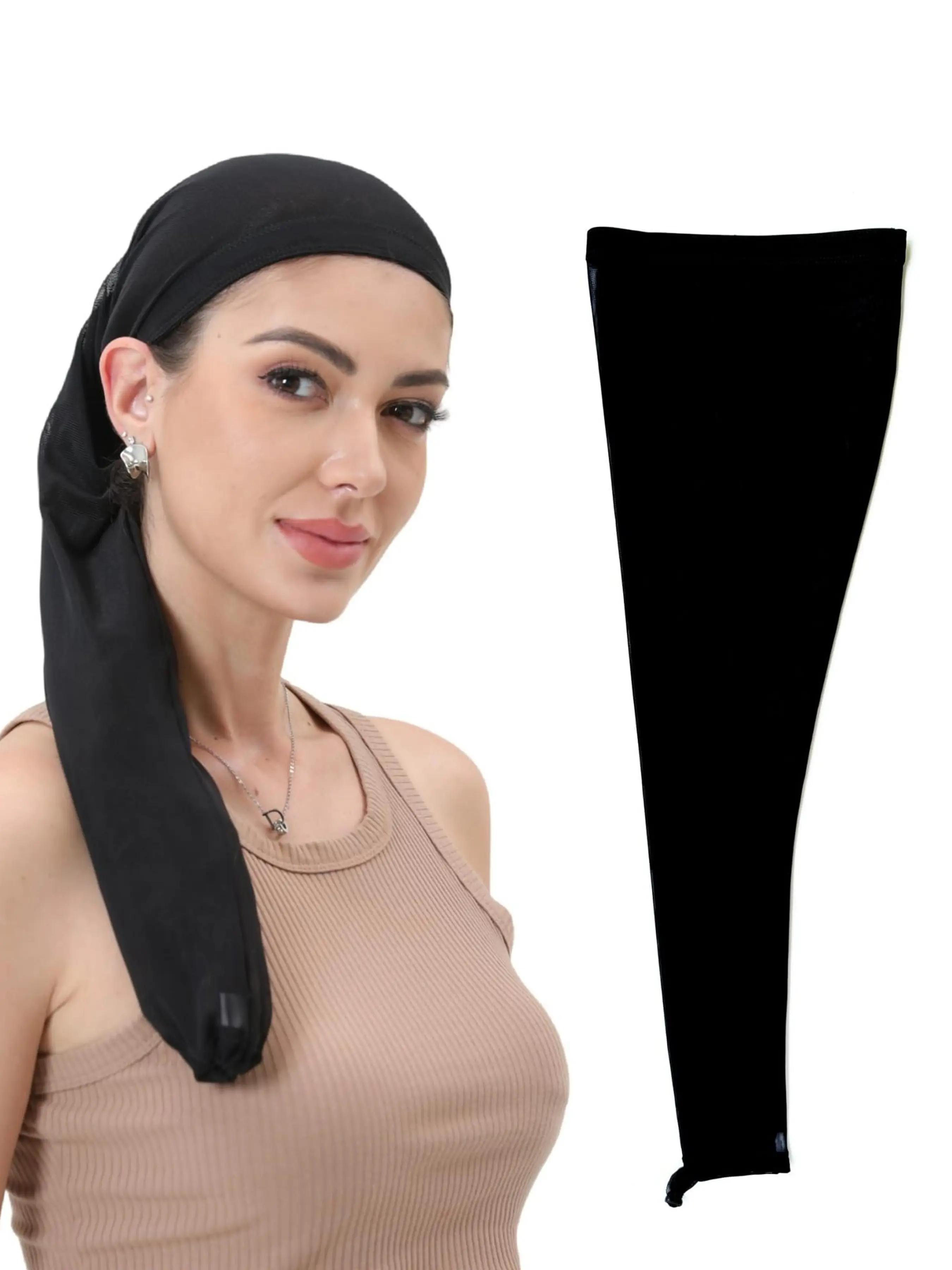 Black Hair Weave Sleeve, Lightweight Semi-Sheer Breathable Mesh Hair Cover, Durable Fashion Hair Protector for Small to Medium Locs & Braids, Hair Wraps
