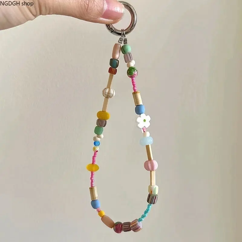 Wrist Strap - Beaded Phone Crossbody Lanyard Adjustable Keychain Mixed Beads Charm Cute Kawaii Daily Carry Travel Bag Accessory Women Fashion