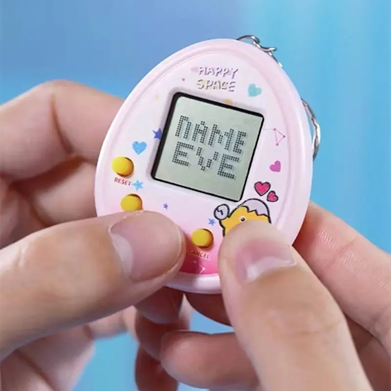 Compact Digital Virtual Pet Keychain Car Charm - Pocket-Sized Tiny Console Charm, 90s Nostalgic Electronic Handheld Game Console, Plastic Car Interior Decoration, Compact Device with Engagement Feature, Random Color