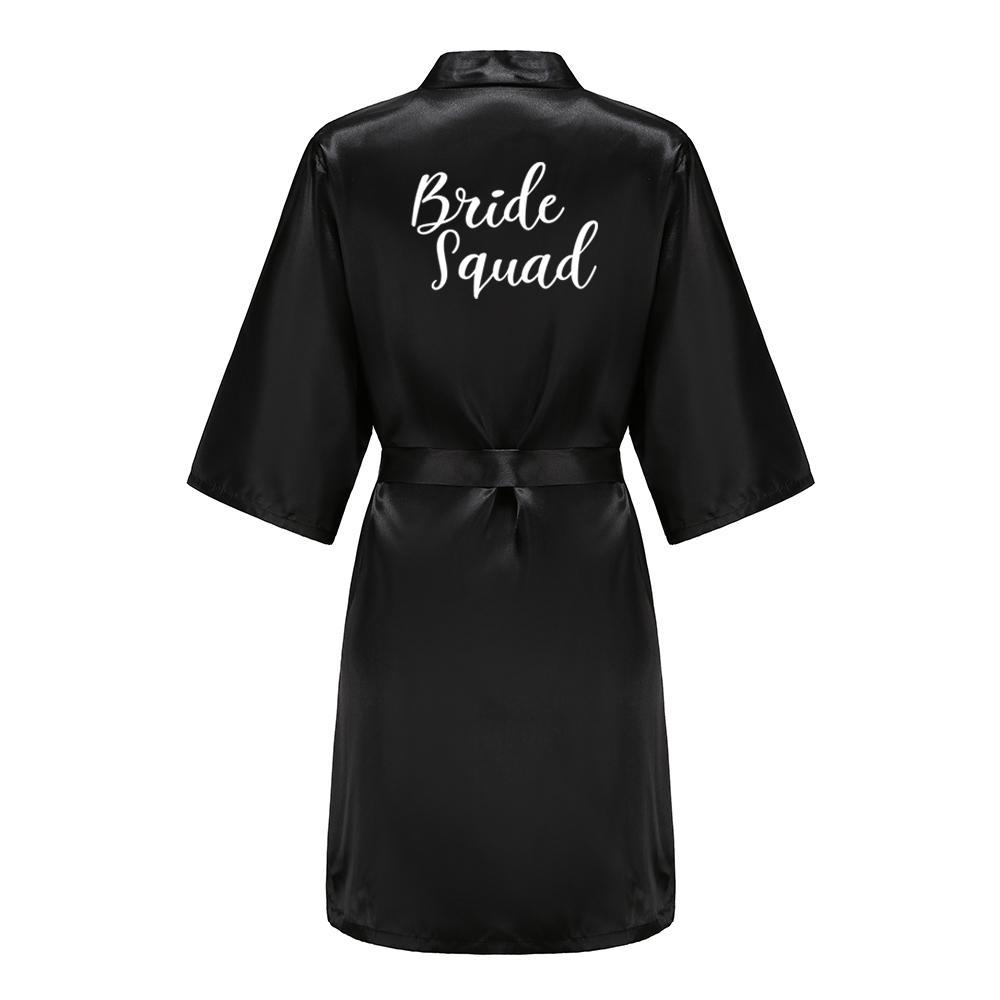 Black Women Silky Satin Robe Wedding Bridal Party Bride Bridesmaid Robes Kimono Loungewear Dressing Gowns