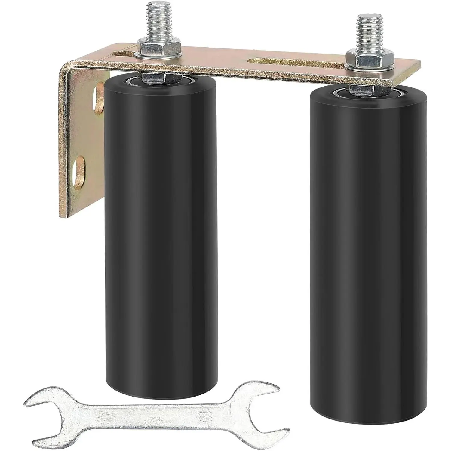 6" Gate Roller Guide with L-Bracket, Universal Adjustable Heavy Duty Sliding Gate Roller Kit, Black Sliding Door Hardware