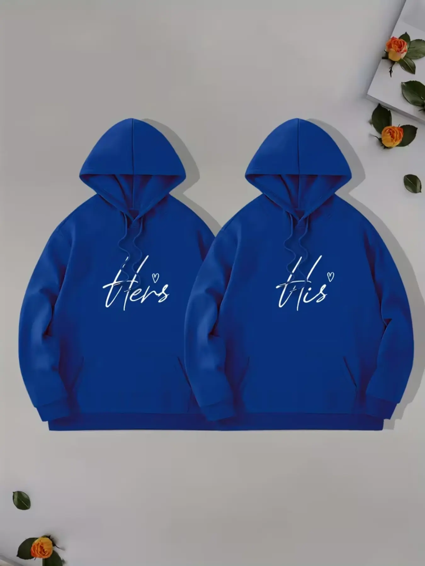 2 Piece Couple Hoodie Set, Breathable Polyester Fabric, Loose Fit, Print, Perfect for Valentine's Day, Casual Wear, High Value Ratio