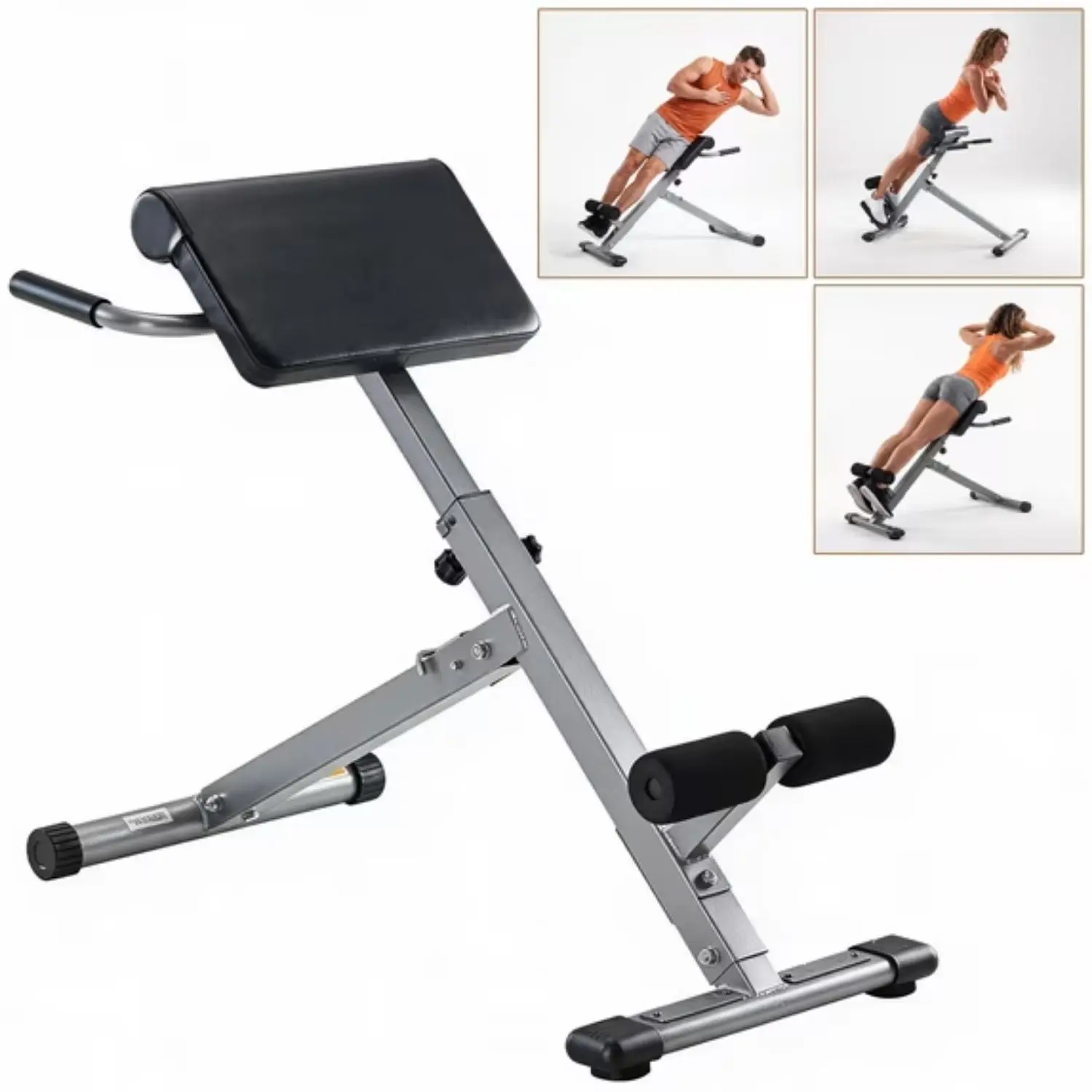 Adjustable Roman Chair Hyperextension Bench, Foldable Back Extension Machine with Heavy Duty Frame for Glutes, Hamstrings and Core Workouts
