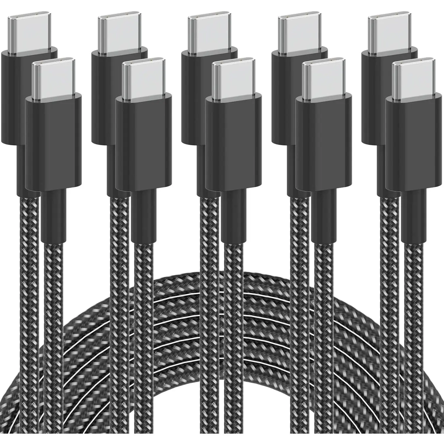 USB C , 5Pack 6FT USB C to USB C  60W(3A) Nylon Braided